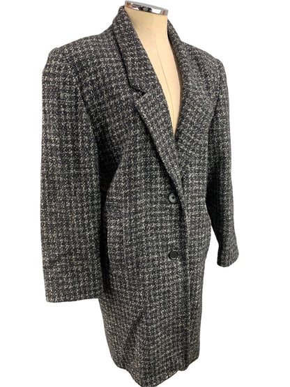 Size 5/6 Peabody House Women's Black White Tweed Coat Vintage 1990