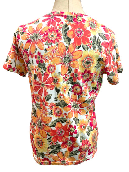 Medium Petite Studio Works Women's Short Sleeve Floral Print Tshirt