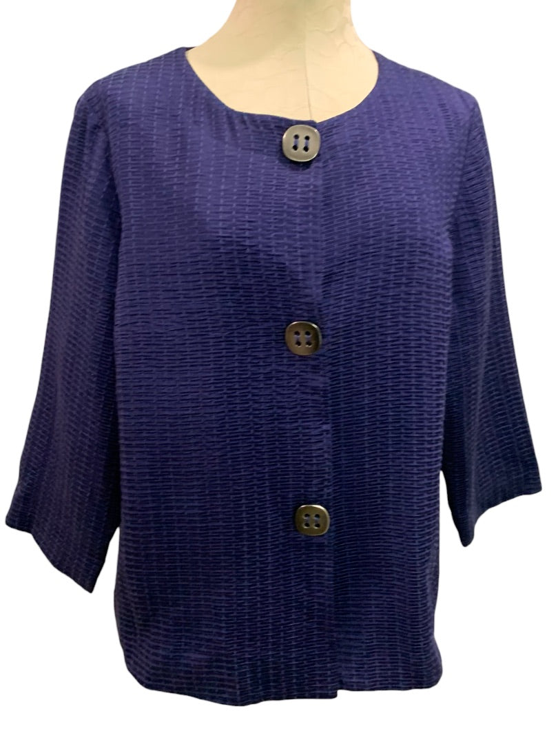 Large Chico's Women's Travel Collection New Texture Button Up Mandy Jacket Astral Aura Purple