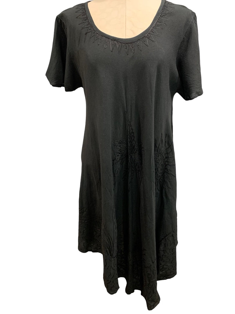 Free Size India Boutique Lightweight Black Pullover New Dress Slightly Sheer