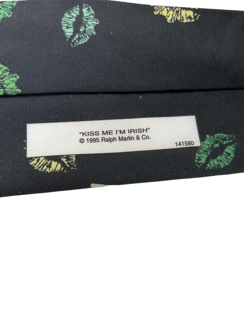 Ralph Marlin Men's Polyester Necktie "Kiss Me I'm Irish" 57" Length Tie Novelty