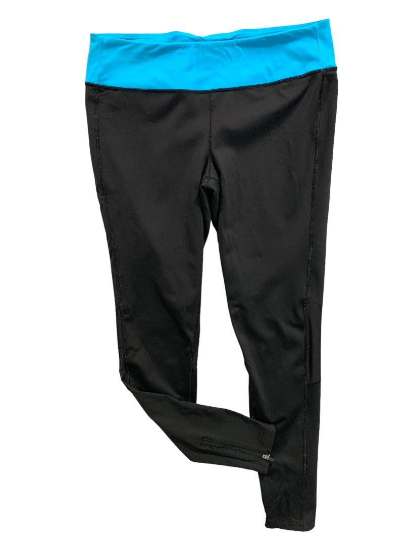 Small VSX Victoria's Secret Sport Leggings Black Teal Waistband Ankle Length 27 Inch Inseam