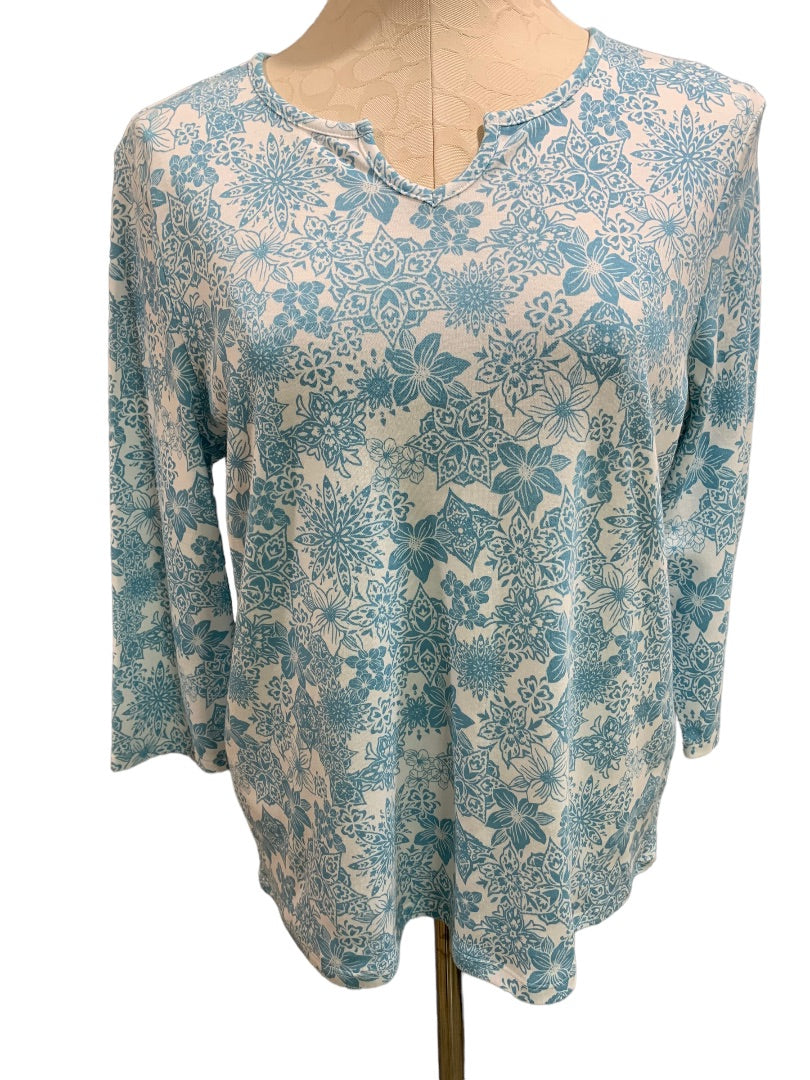 Large Petite Hastings & Smith Women's Pullover Print Top 3/4 Sleeve