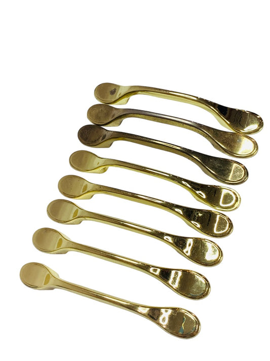 Lot of 8 Shiny Goldtone Drawer Pulls 3" Center to Center 5" Long