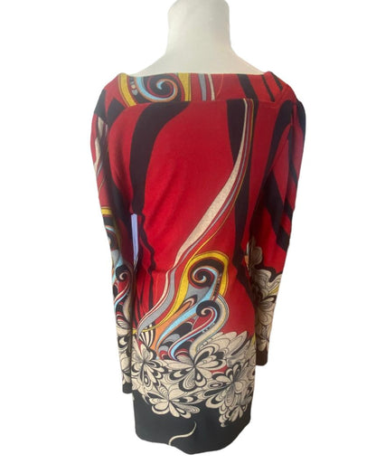 Large Aryeh Square Neck Sweater Dress Beautiful Abstract Pattern