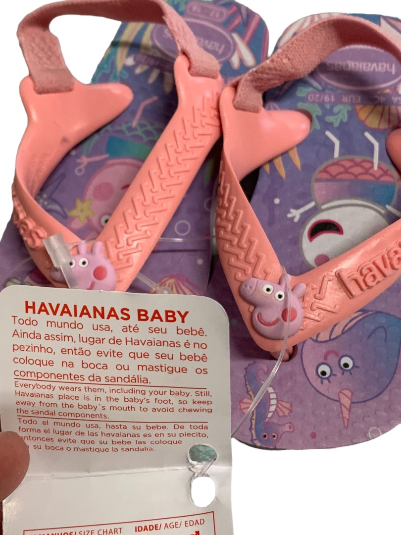 4C Havainas Toddler Flip Flops Peppa Pig Back Strap New