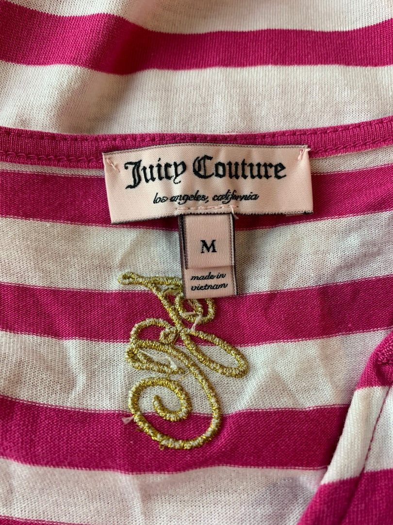 Medium Juicy Couture Women's Fuschia White Striped Tshirt Dress