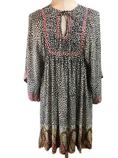 Small Tolani Women's Pullover Boho Lined Dress Kimono Sleeve Beaded Hem