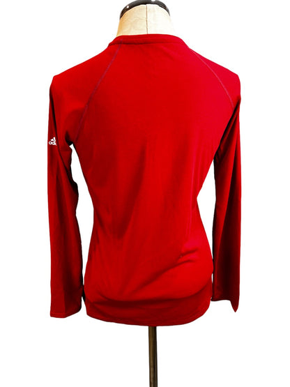 Small Adidas Red Climalite Women's V-Neck Activewear Shirt New