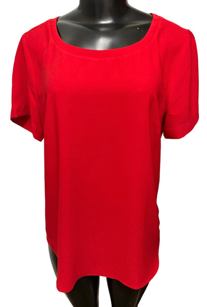 Medium Ann Taylor  Short Sleeve Round Neck Blouse Red Pullover