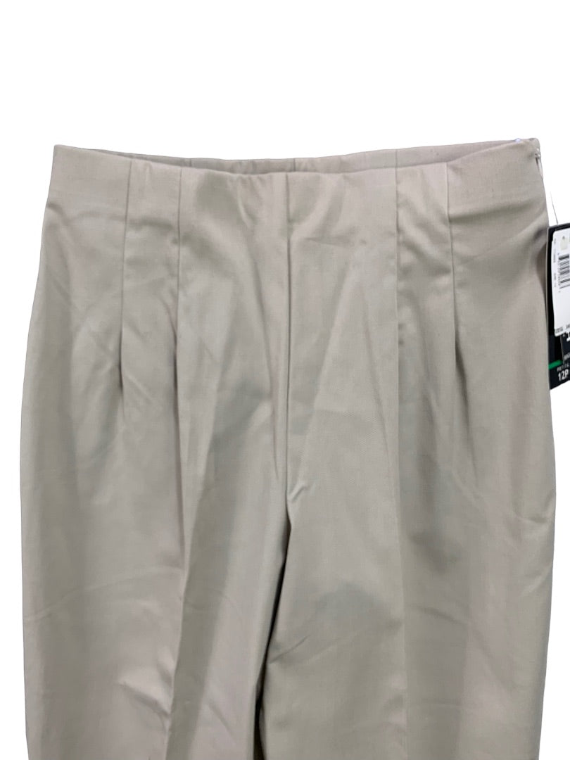 Size 12P Briggs Petite Women's New Stretch Khakis Back Zip Elastic Waist