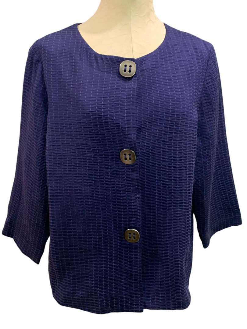 Large Chico's Women's Travel Collection New Texture Button Up Mandy Jacket Astral Aura Purple