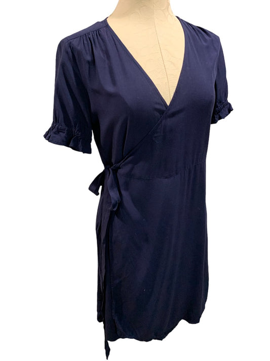 XS Gap Women's Navy Blue Lightweight Rayon Wrap Dress Short Sleeve