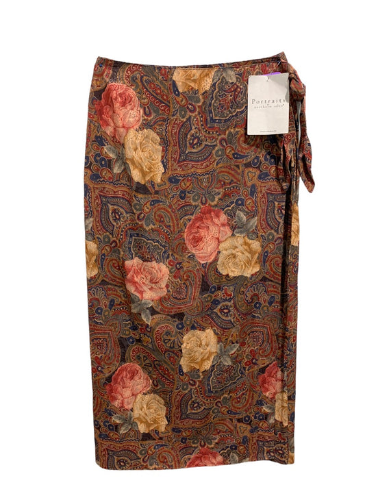 Size 8 Portraits New Wrap Skirt 1980s Vintage Rayon Blend Floral Paisley