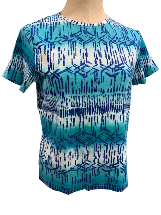 Medium Studio Works Women's Blue Pattern Short Sleeve Tshirt