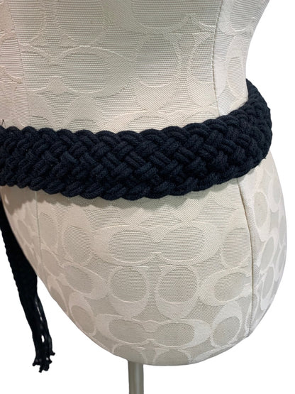 Size 14P Petite Women's Vintage Black Woven Belt Adjustable O-Ring to 44"