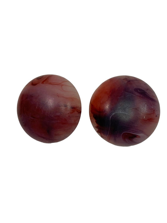 Vintage 1960s Acrylic Post Pierced Round Dome Earrings Amethyst Color Swirl 1" Diameter