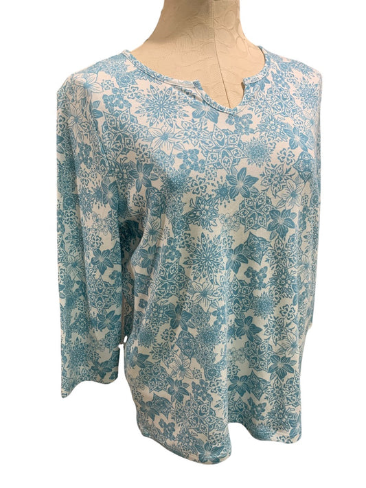 Large Petite Hastings & Smith Women's Pullover Print Top 3/4 Sleeve