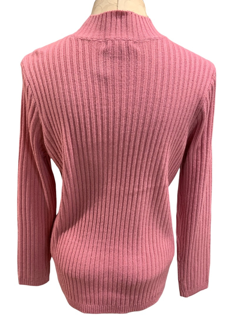 Large Petite Napa Valley Women's New Blossom Pink Pullover Sweater Open Knit Details