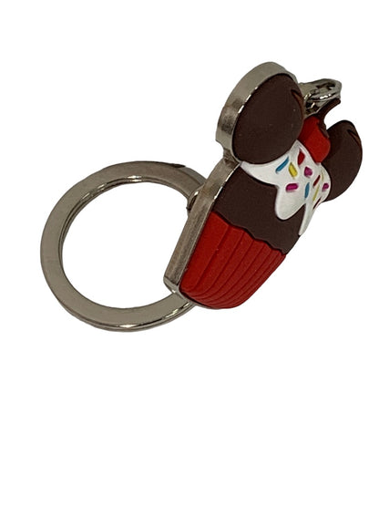 Disney Micky Mouse Cupcake Keychain Key Ring Metal Silvertone