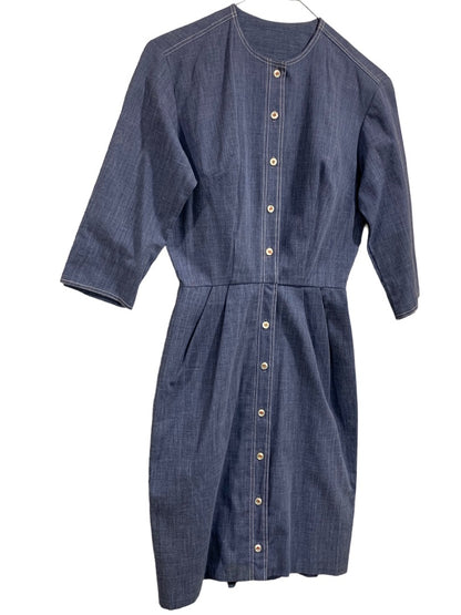 AnR Jr. Cotton Lightweight Denim Shirt Dress A-Line Pockets 1960s Vintage