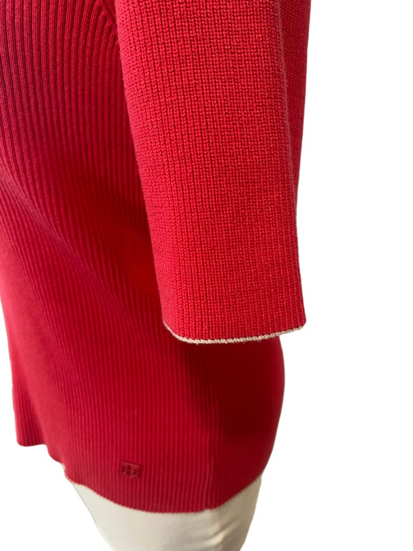 Medium Tory Burch Red Short Sleeve Ribbed Sweater