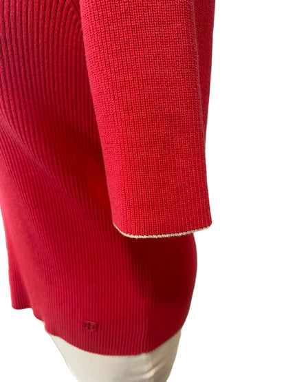 Medium Tory Burch Red Short Sleeve Ribbed Sweater