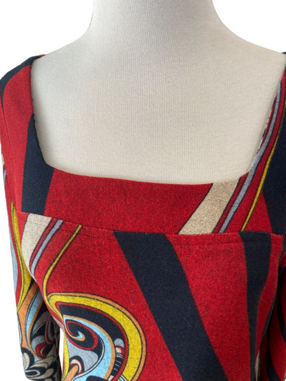 Large Aryeh Square Neck Sweater Dress Beautiful Abstract Pattern