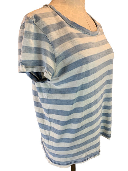 Medium KAIN Label Women's Blue and White Stripe Tshirt Short Sleeve