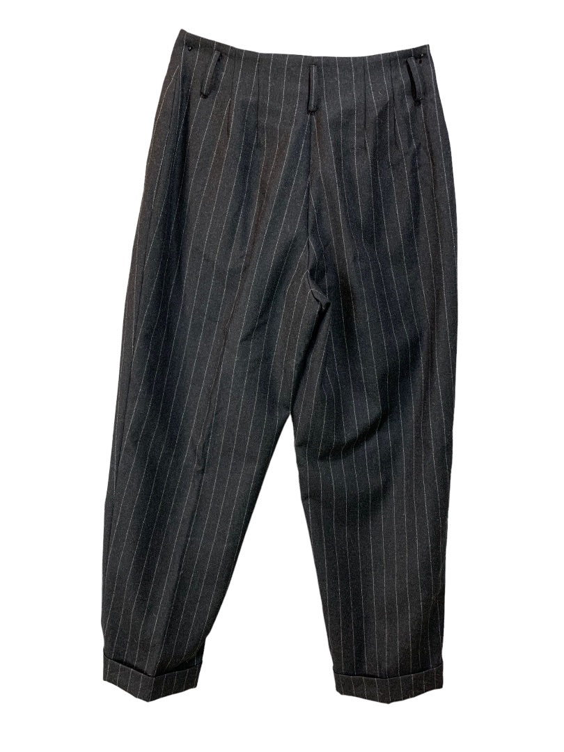 8P Andrea Viccaro Petite Women's Dark Gray Wool Pants Pinstripe Suit Pants Vintage Y2K