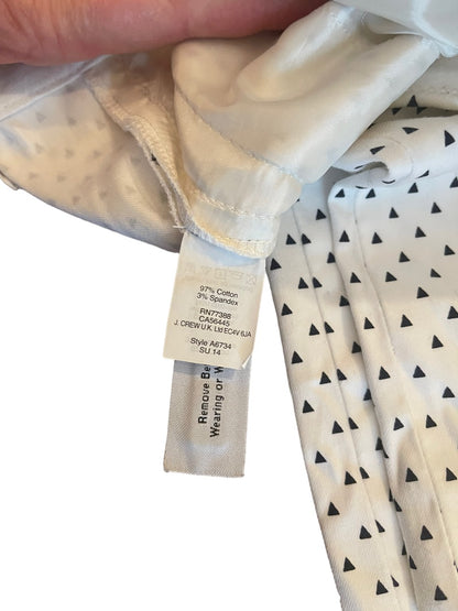 00 J.Crew Women's Campbell Pants White Black Triangles Pockets Zipper A6734