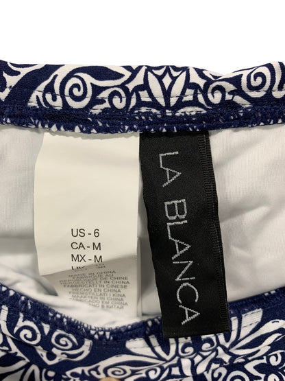 6 La Blanca Women's Swim Bottoms Blue White LB1JB91 Indigo Ruched Sides