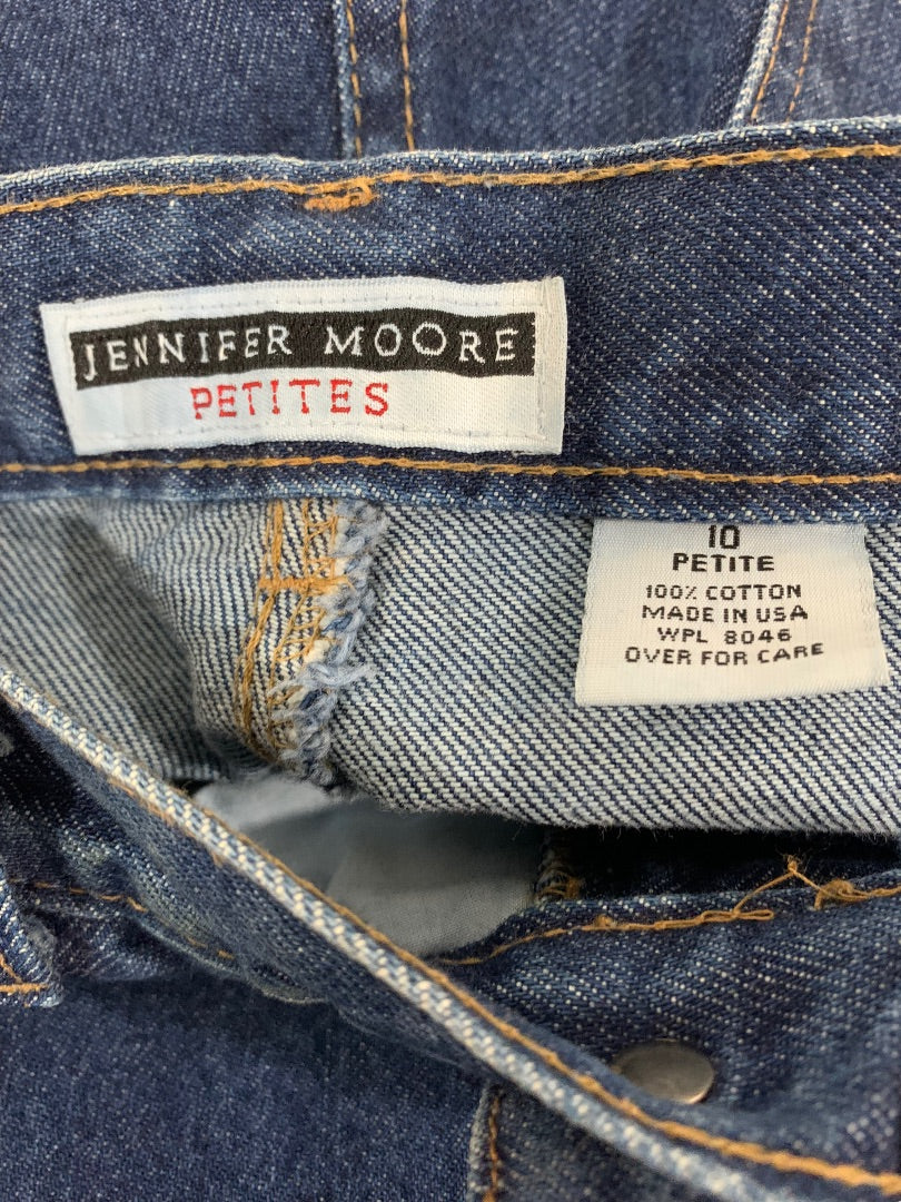 Size 10P Jennifer Moore Petites Womens Mom Jeans Dark Wash Denim Y2K