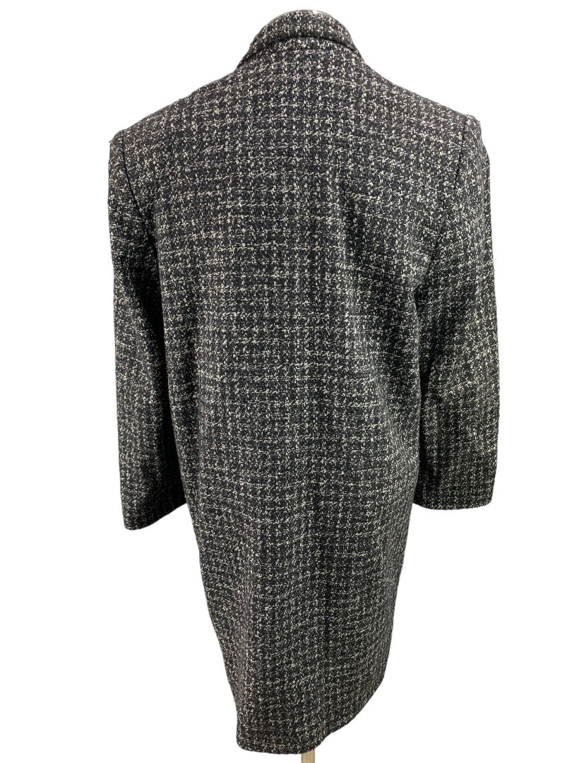 Size 5/6 Peabody House Women's Black White Tweed Coat Vintage 1990