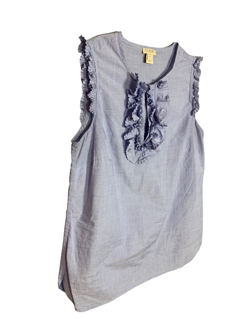 Size 00 J.Crew Women's Light Blue Cotton Margo Blouse Sleeveless G7708