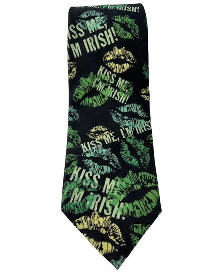 Ralph Marlin Men's Polyester Necktie "Kiss Me I'm Irish" 57" Length Tie Novelty