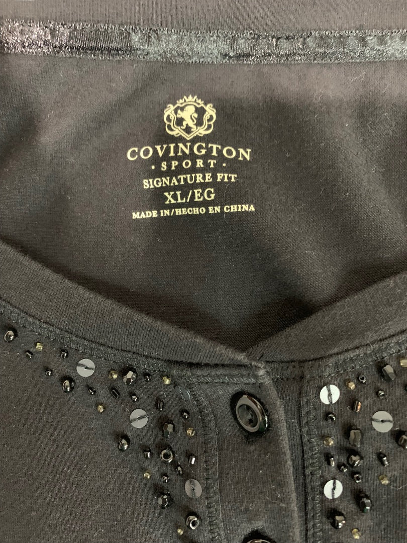 XL Covington Sport Signature Fit Women's Black Beaded Pullover Top