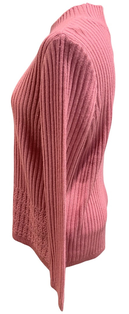 Large Petite Napa Valley Women's New Blossom Pink Pullover Sweater Open Knit Details