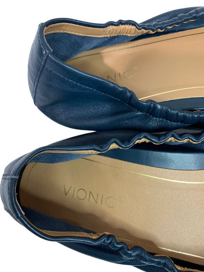 Size 11M Vionic Women's New Navy Blue Leather Ballet Flats Alexa