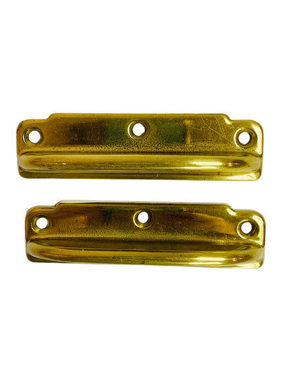 Set of 2 Window Sash Pull Lift Bright Brass Color 3 1/2" Center to Center 4" Length