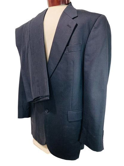 42L Today's Man Navy Blue Subtle Pinstripe 2 Piece Suit Chairman Collection Made in USA