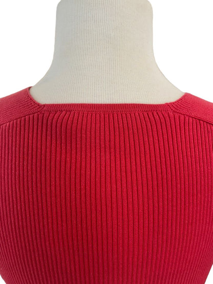 Medium Tory Burch Red Short Sleeve Ribbed Sweater