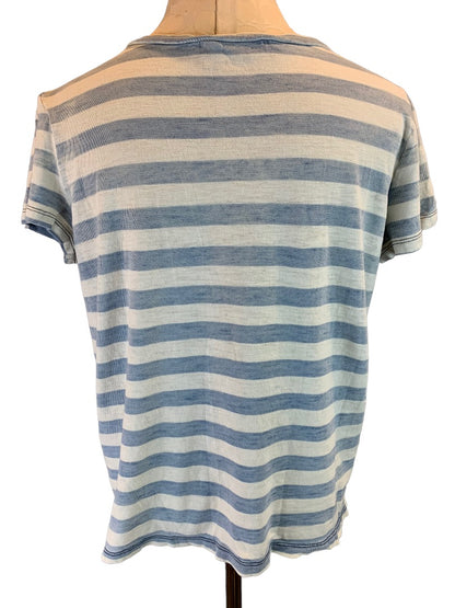 Medium KAIN Label Women's Blue and White Stripe Tshirt Short Sleeve