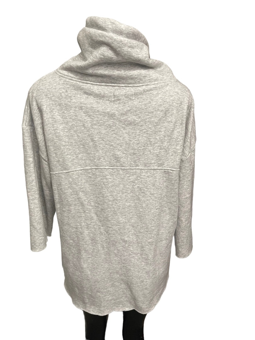 XS UGG Fleece Lined Funnel Cowl Neck Sweatshirt Pockets Gray