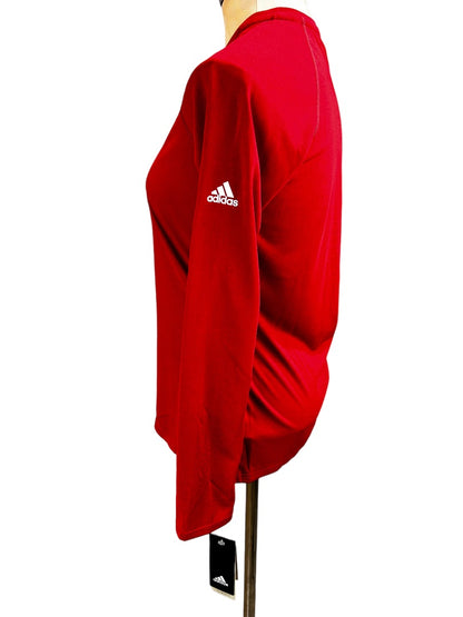 Small Adidas Red Climalite Women's V-Neck Activewear Shirt New