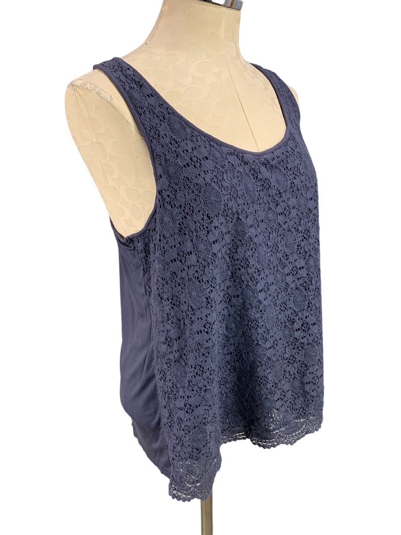 XL Lauren Conrad Junior Women's Soft Rayon Lace Front Tank Sleevless Pullover Shell