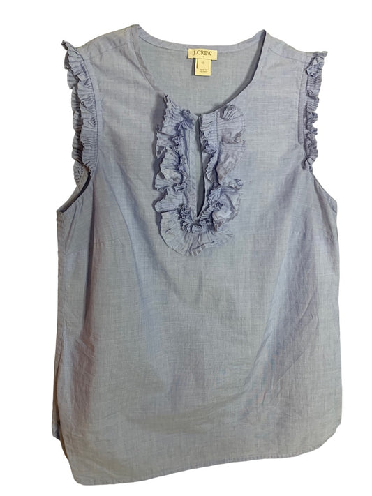 Size 00 J.Crew Women's Light Blue Cotton Margo Blouse Sleeveless G7708