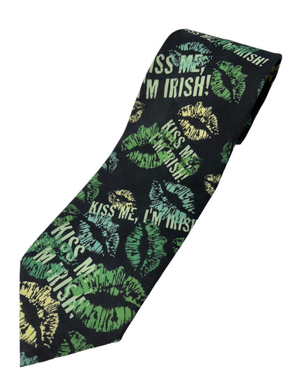 Ralph Marlin Men's Polyester Necktie "Kiss Me I'm Irish" 57" Length Tie Novelty