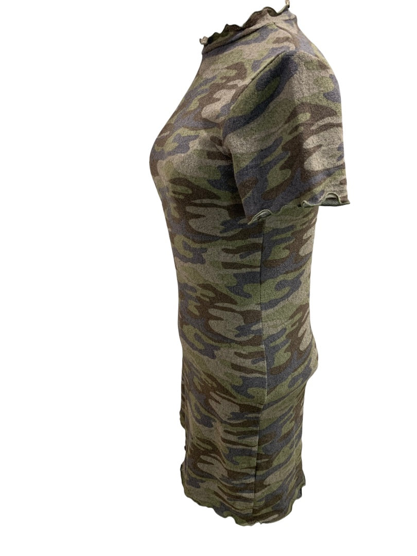 Medium Derek Heart Junior Women's Camo Sweaterdress Lightweight Short Sleeve