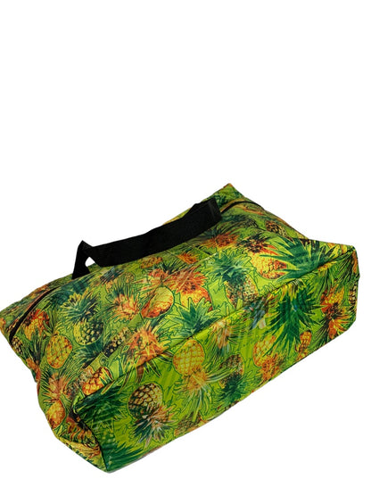 CCo Island New Tropical Print Pineapple Zip Top Travel Tote 14x19"